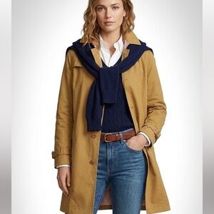 Beige Button Down Belted Trench Coat